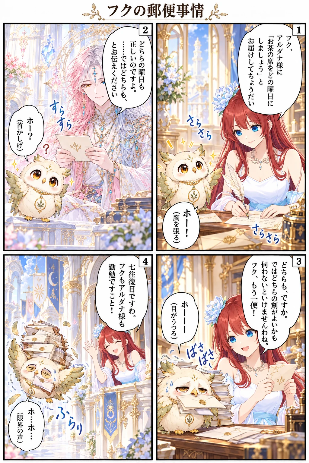 アテナ様の日常4コマ「フクの郵便事情」