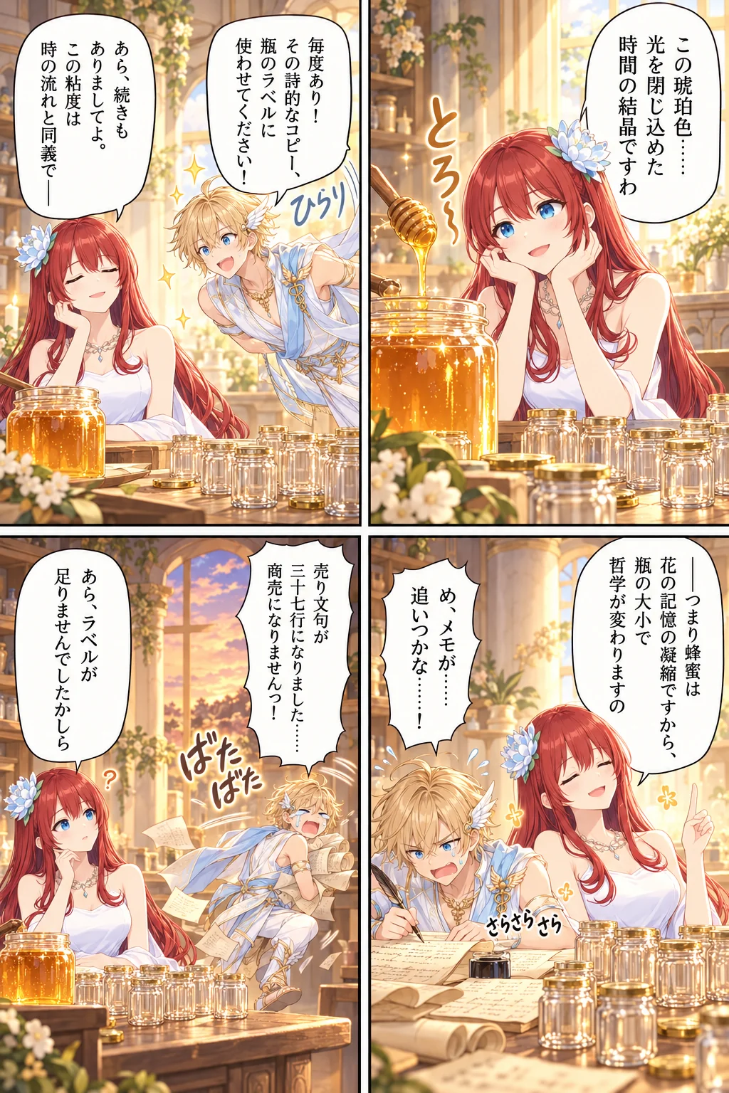 アテナ様の日常4コマ「蜂蜜の哲学」