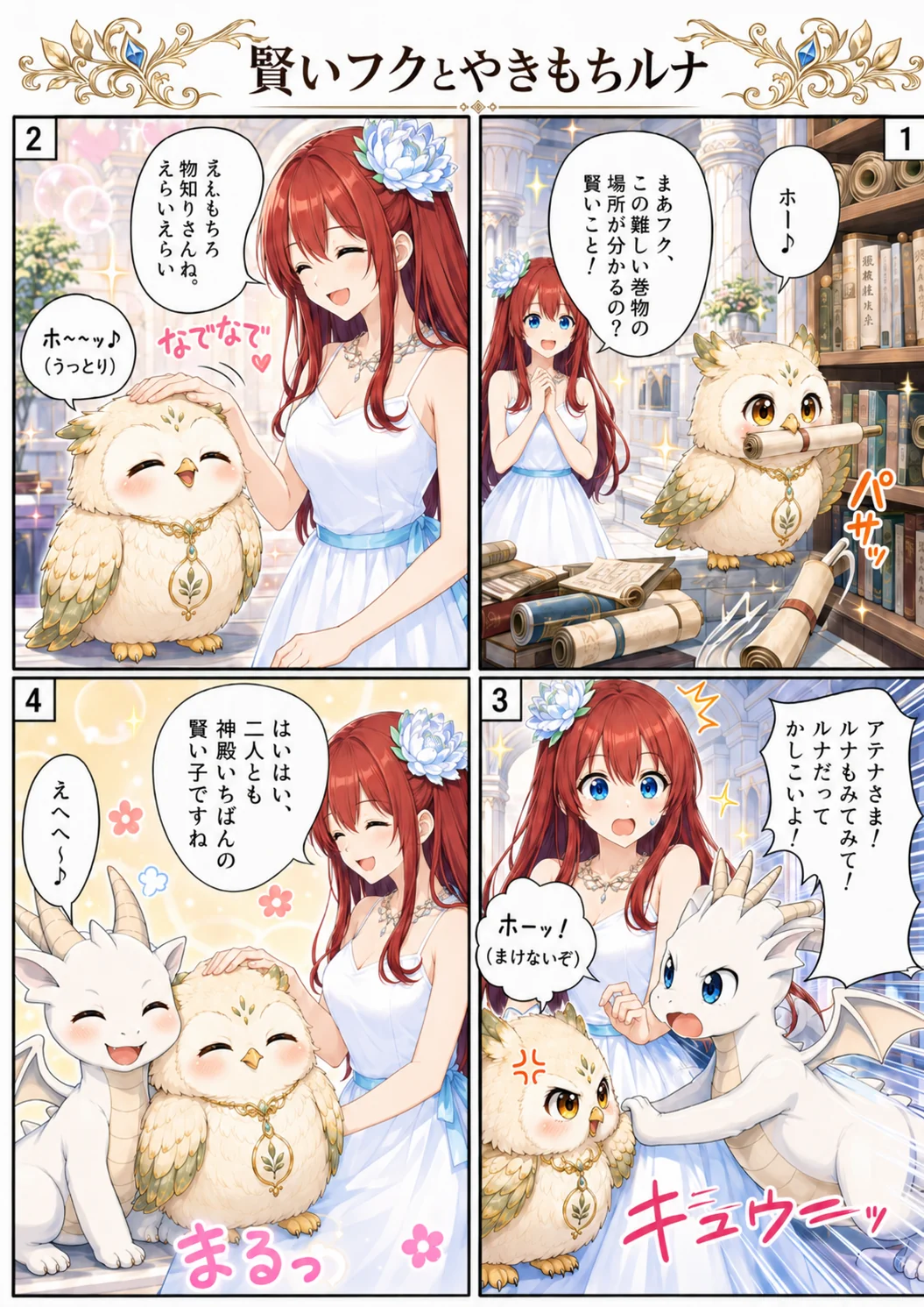 賢いフクとやきもちルナ