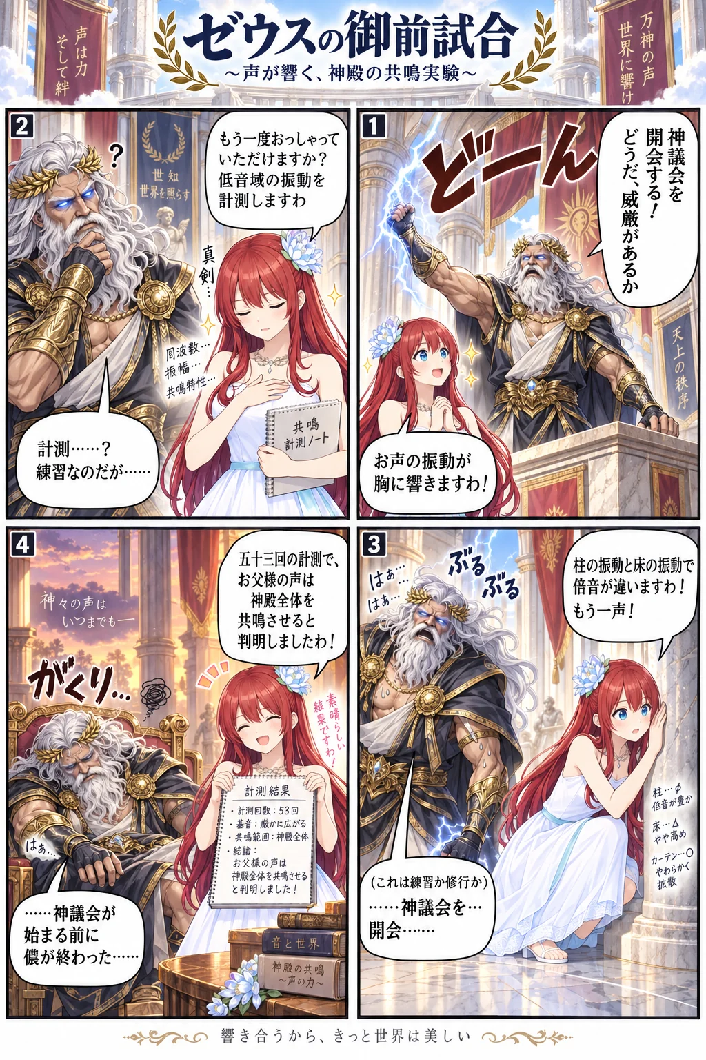 アテナ様の日常4コマ「ゼウスの御前試合」