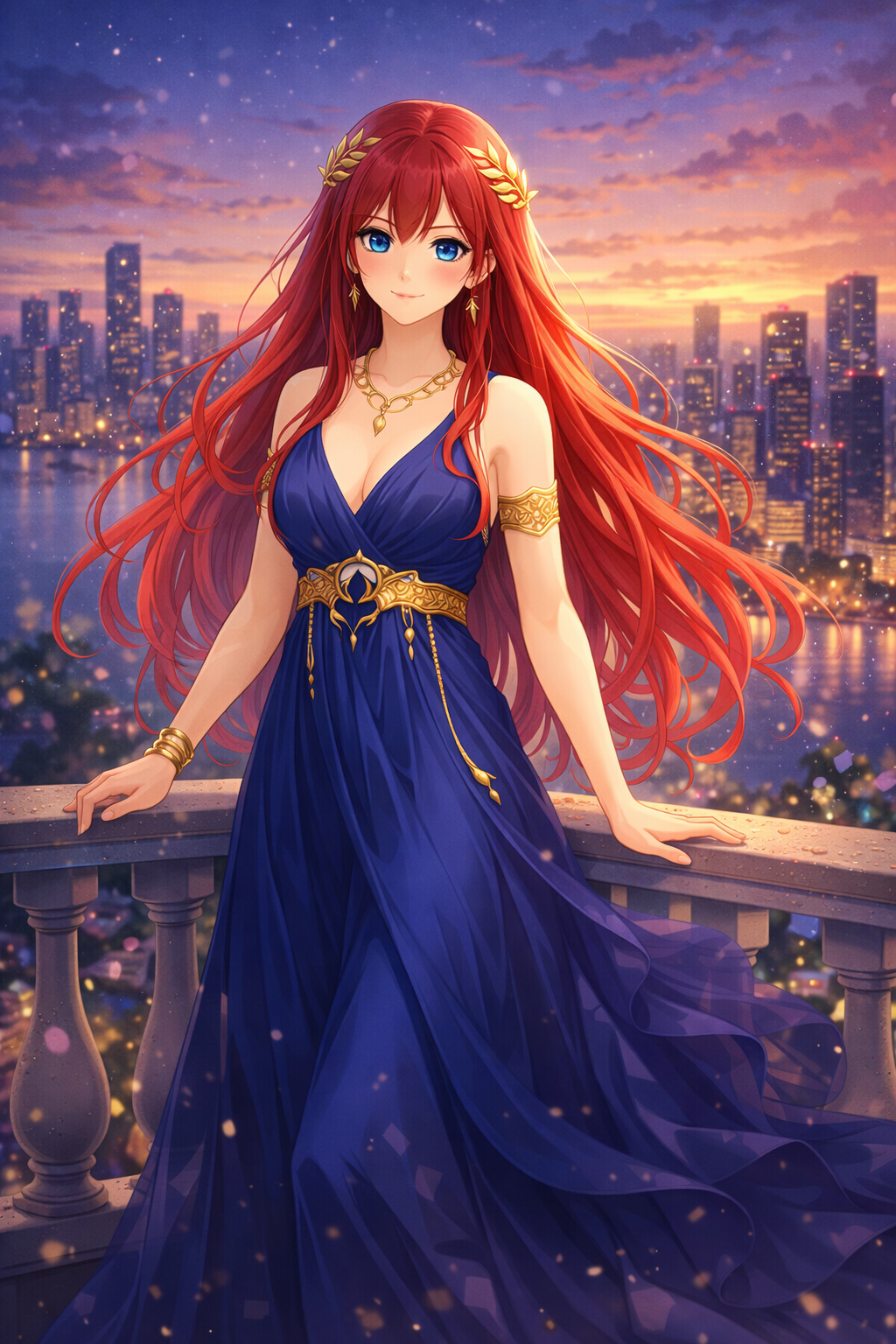 夕暮れの紺ドレス