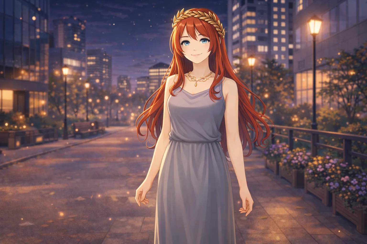 夜の遊歩道