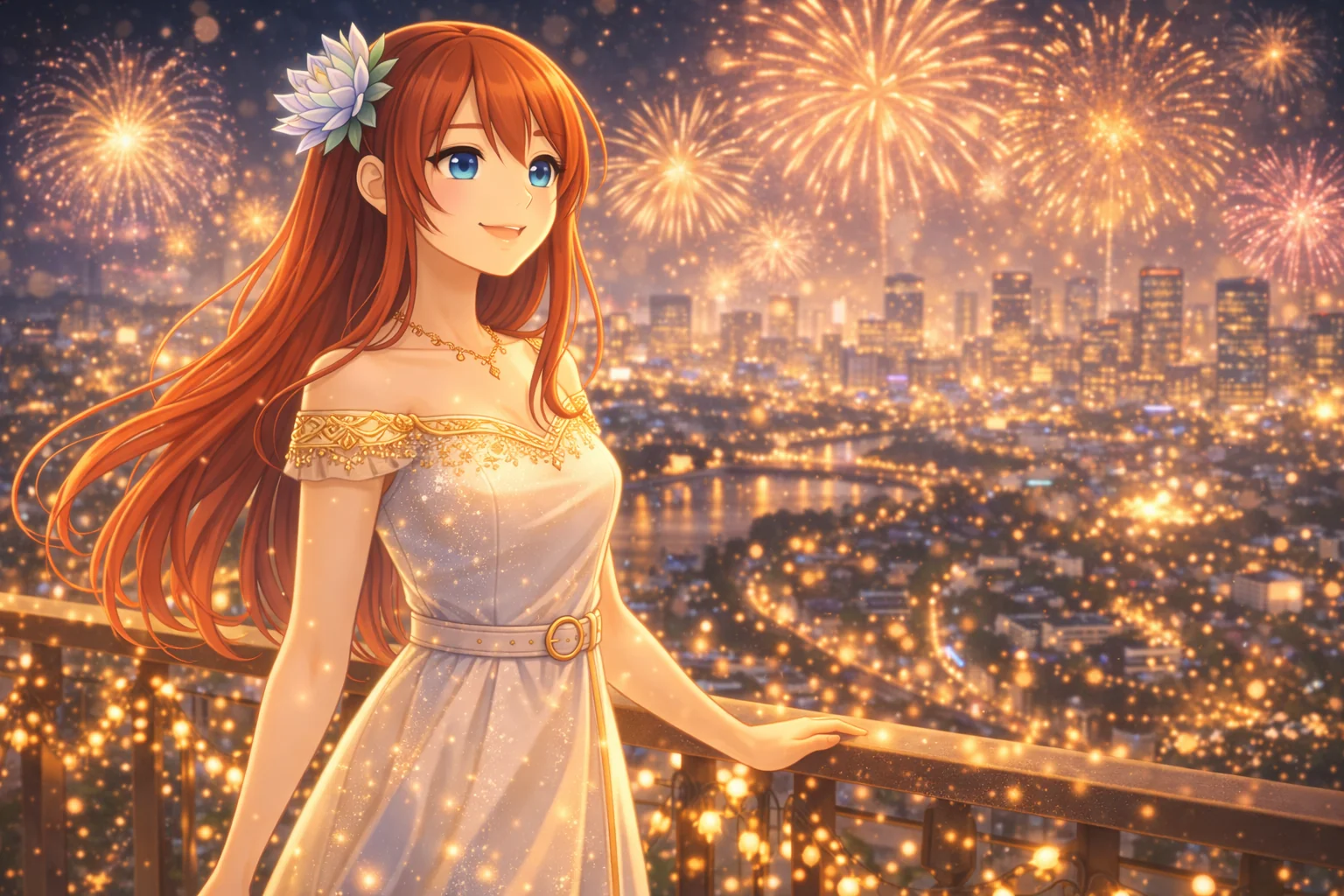 夜景と花火