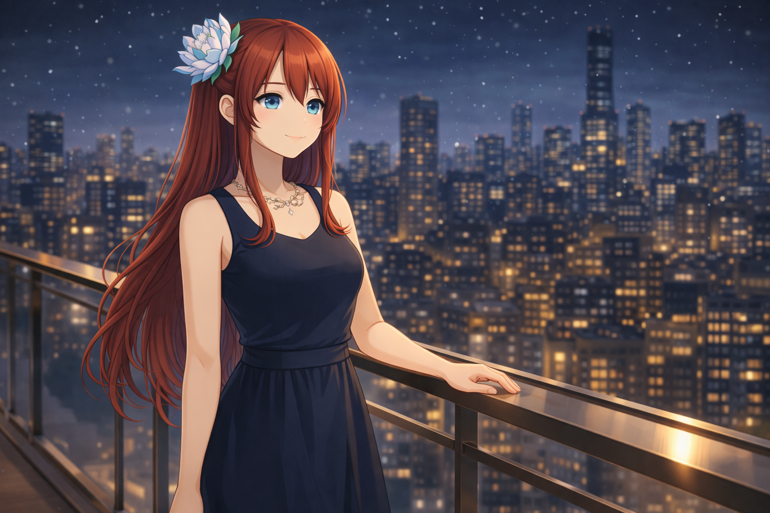 夜景のバルコニー