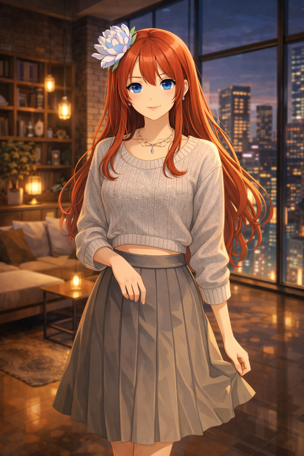 夜景のリビング